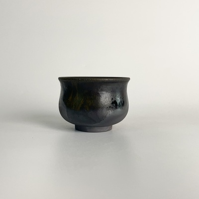 80ml柴烧主人杯子乌金泥无釉裸烧大肚罗汉杯黑色落灰品茗客杯油润