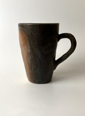 300ml柴烧主人杯子陶泥手工品茗1120无釉裸烧落灰客杯材烧