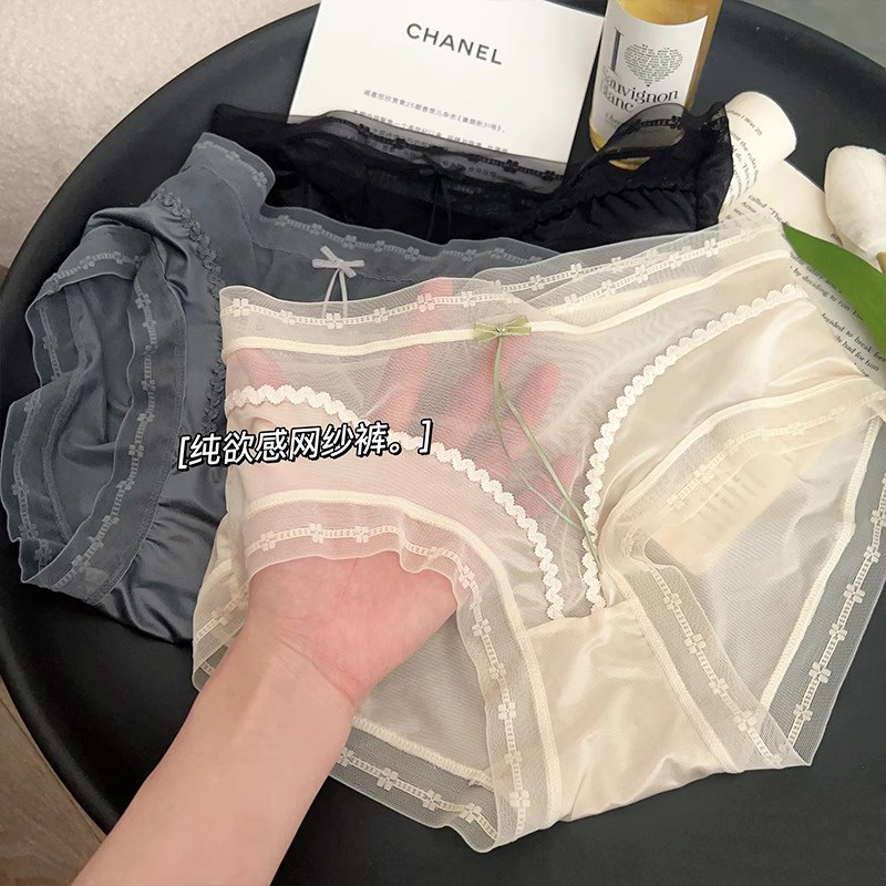 性感蕾丝少女内裤网纱拼接中腰