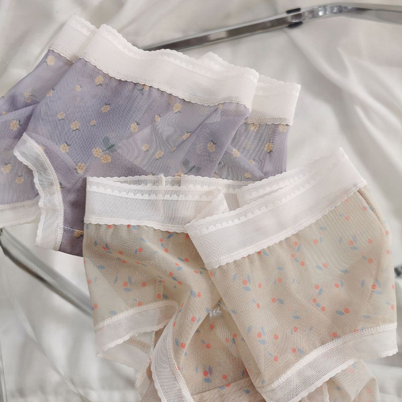 花与少女日系内裤女性感网纱透气