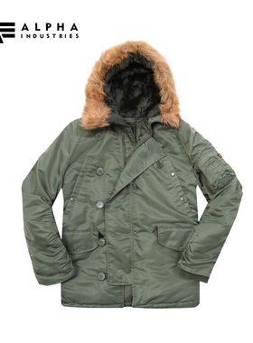 【敦刻尔克】美国正品阿尔法ALPHA毛领长款男士防寒大衣风衣N3B