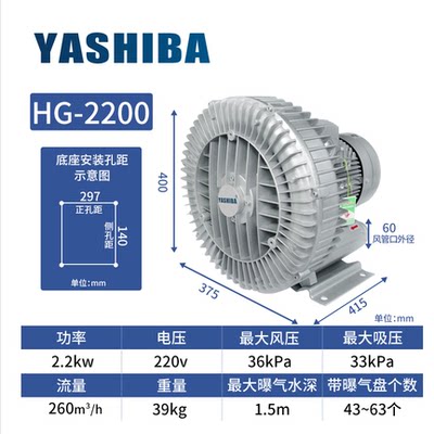 厂促YASHIBA高压漩涡风机强力吹风泵户外吹吸两用大功率工业用品