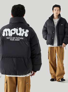 GOLFCROSS联名MPUX简约基础款字母印花立领羽绒服90白鸭绒保暖潮