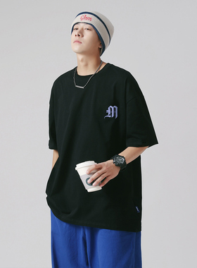 MPUX联名基础款字母印花圆领宽松简约休闲五分短袖T恤 男女同款Z