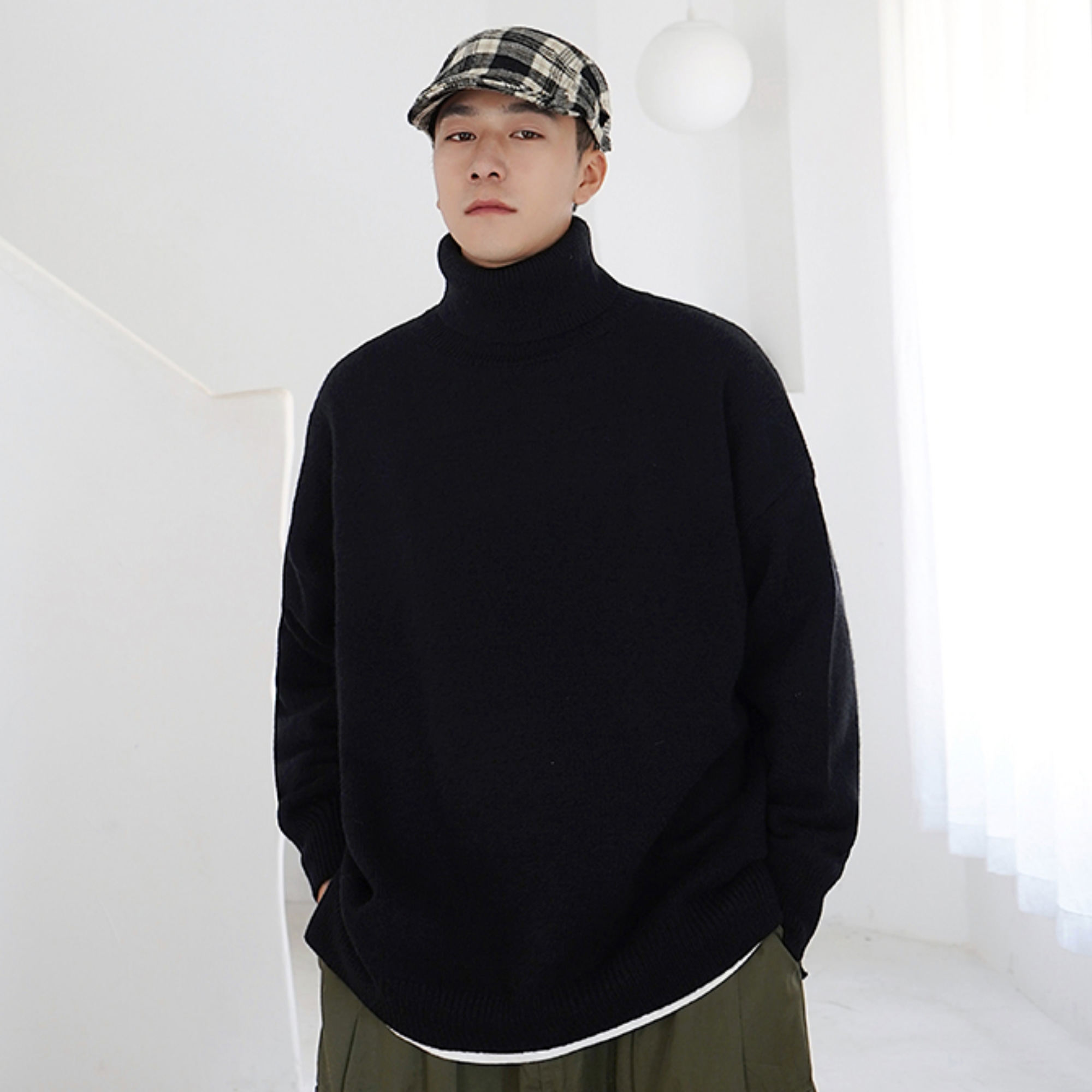 GOLFCROSS男女冬季休闲韩版宽松百搭可翻高领毛衣