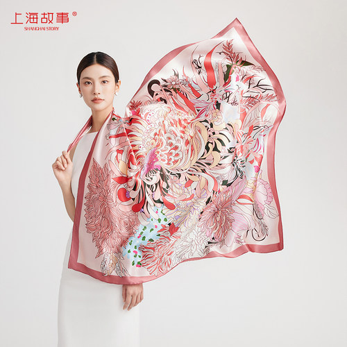 上海故事新款真丝大方巾女女