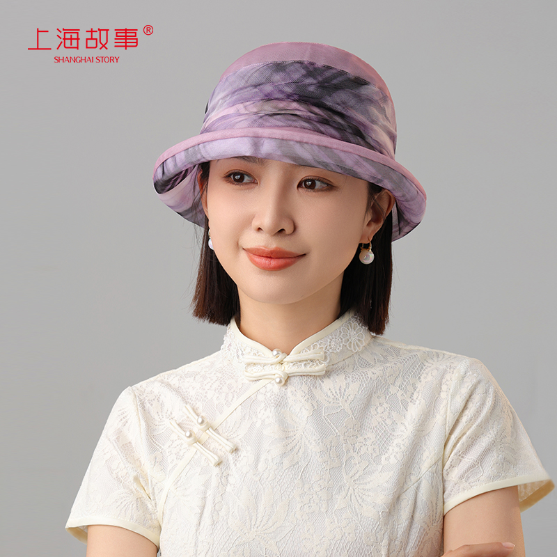上海故事真丝渔夫帽女