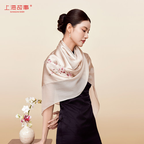 上海故事手工刺绣披肩女