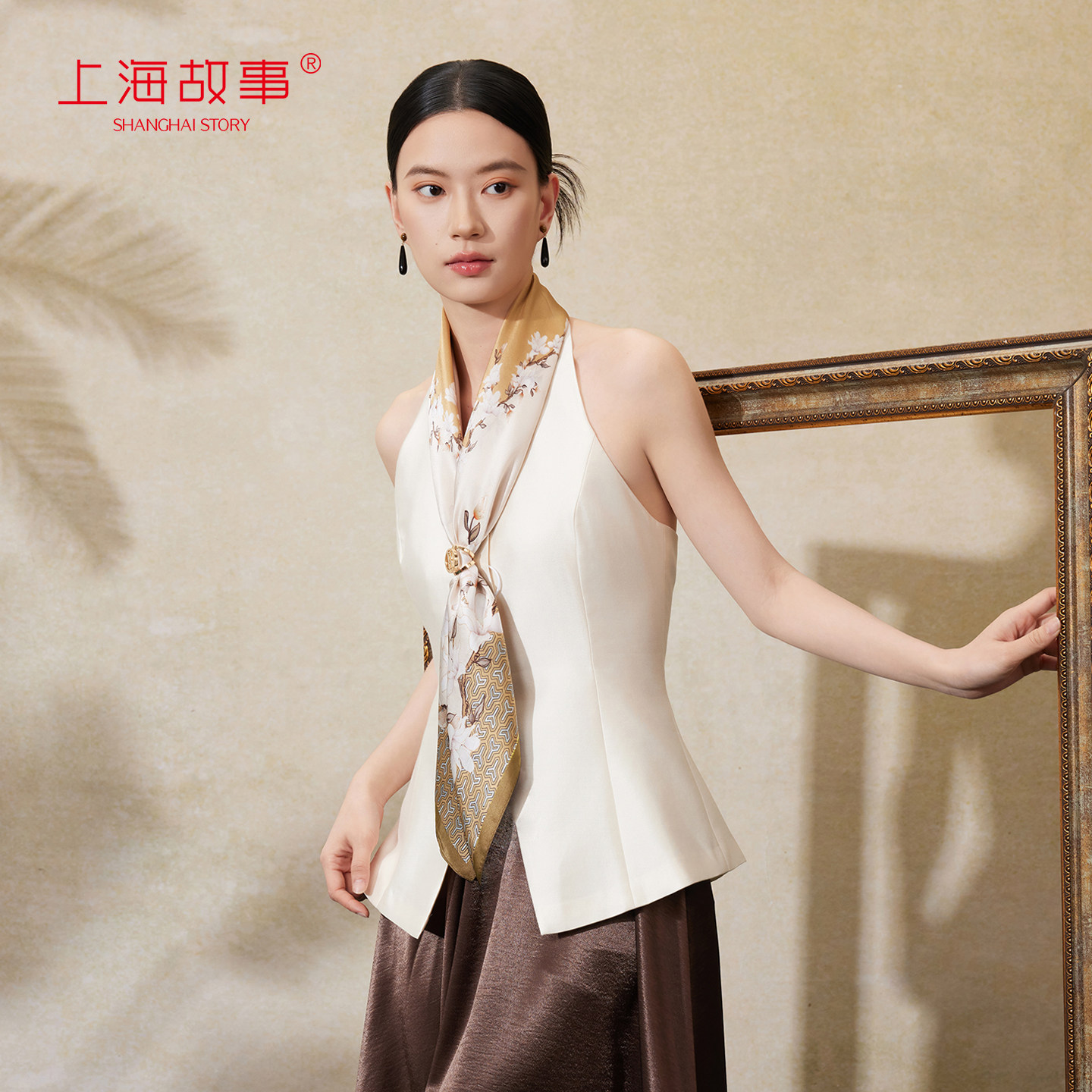 上海故事2026春夏新款桑蚕真丝印花大方巾女丝巾系脖礼盒装送长辈