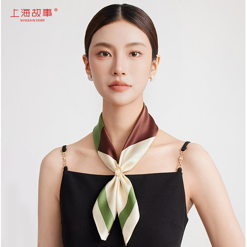 上海故事真丝小方巾女