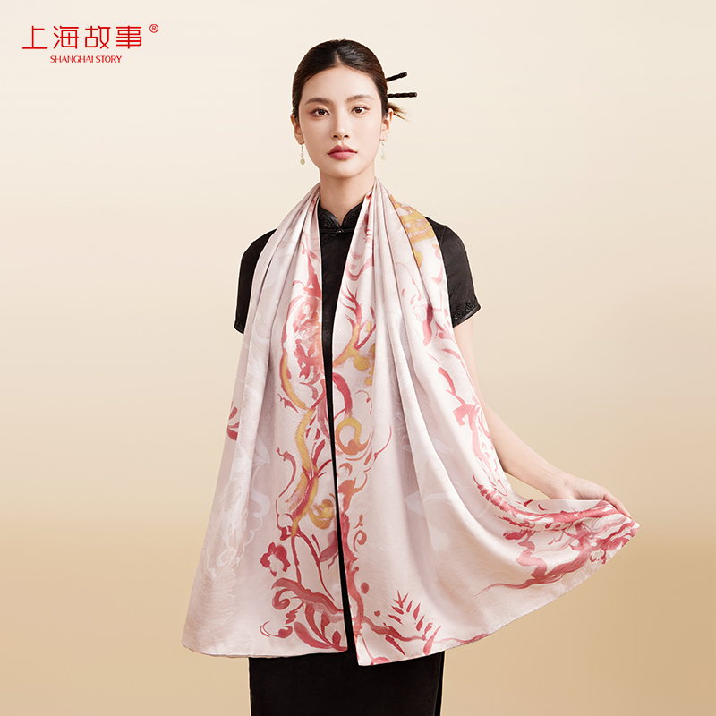 上海故事真丝长巾披肩女