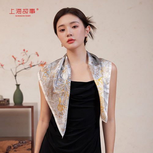 上海故事春夏真丝中方巾