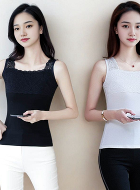 韩版吊带背心女士夏蕾丝内搭设计感小众外穿法式上衣无袖西装打底