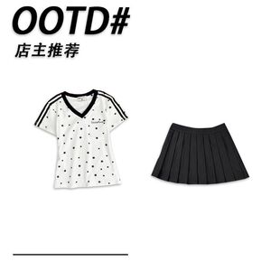 中大童网红爆款衣服星星印花显瘦上衣+黑色百褶短裙套装ins学院风