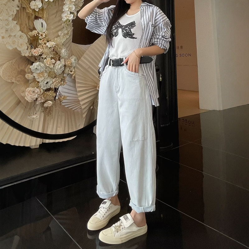 牛仔哈伦裤女宽松萝卜裤春季新款