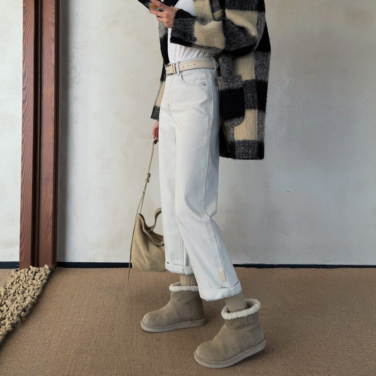 老钱灰直筒牛仔裤女春款高腰九分小个子窄版阔腿休闲法棍裤烟管裤