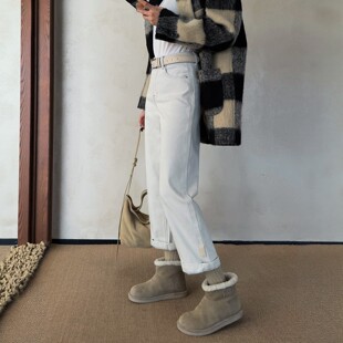 老钱灰直筒牛仔裤女春款高腰九分小个子窄版阔腿休闲法棍裤烟管裤