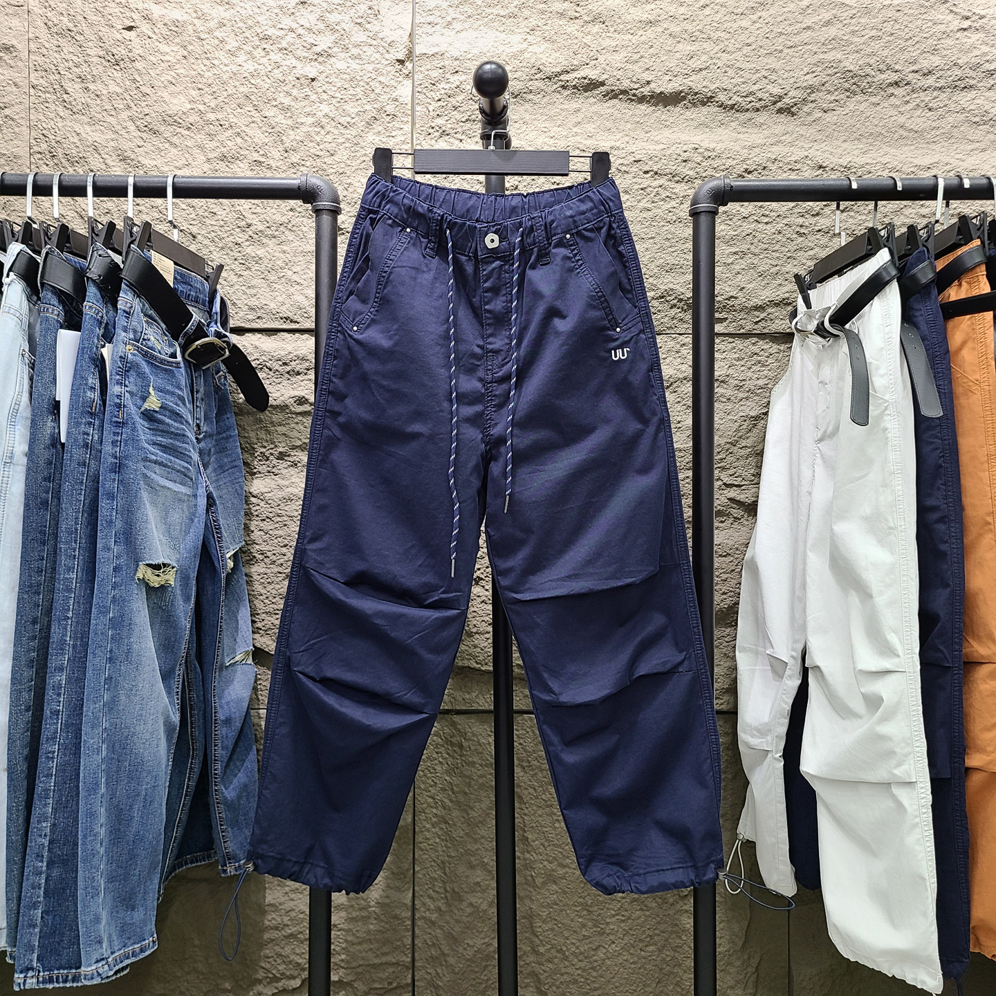 2025夏季薄款工装裤女藏青色高腰显瘦八九分小个子直筒休闲束脚裤