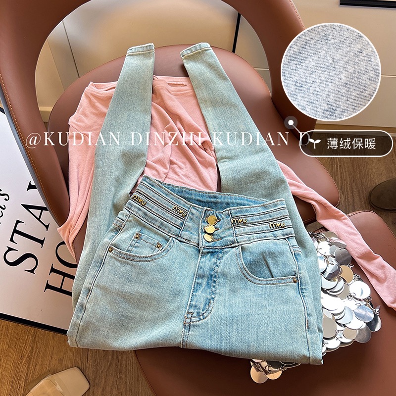 小脚裤九分常规弹力牛仔2024年春