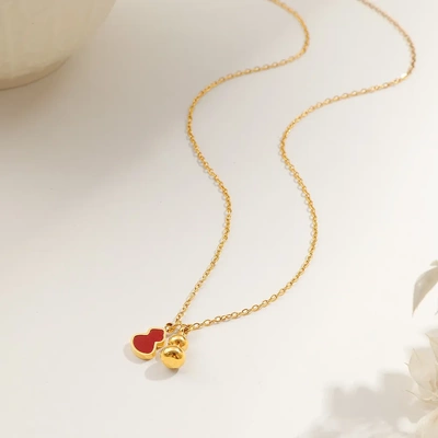 【通体钛钢】亚马逊跨境爆款新款红贝双蝴蝶项链时尚气质直销