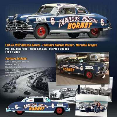 预ACME 1/18 1952 Hudson Hornet 哈德森大黄蜂 合金汽车模型