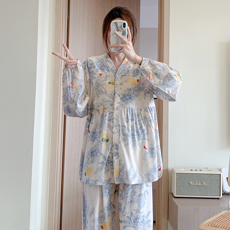 人造棉月子服产后睡衣春夏喂奶薄