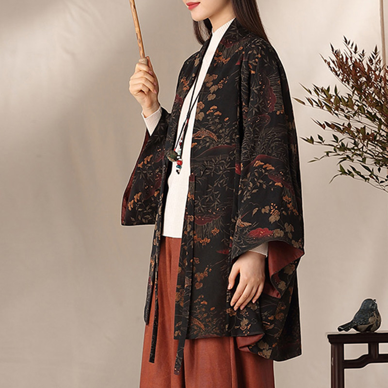ZM930 봄과 여름 XIANGYUNSHA HANFU 스탠드 칼라 망토 패턴 새로운 레트로 여성 실크 방적 자켓 니트 사용자 정의