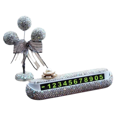 女神闪钻汽车临时号码牌摆件