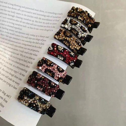 韩版炫彩水钻发夹边夹侧边刘海夹