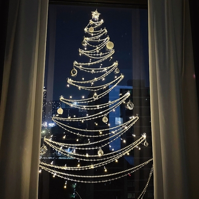 圣诞节树玻璃透明窗户灯装饰品