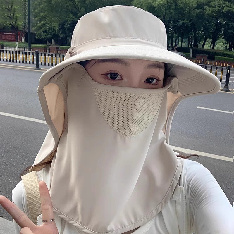 全方位防晒帽透气遮脸面罩护颈一体太阳帽防紫外线户外遮阳帽女夏图片