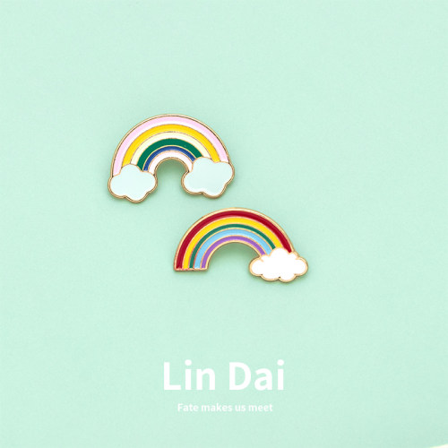 可爱日系金属彩虹云朵太阳胸针