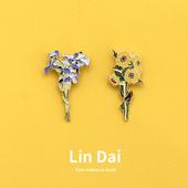 梵高 向日葵鸢尾花胸花胸针创意金属徽章情侣衣服配饰扣针男女