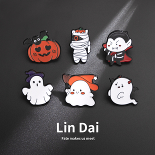 万圣节礼物小幽灵胸针可爱金属徽章男女学生书包配饰衣服装饰别针
