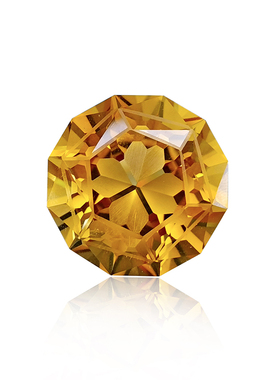 天然黄水晶裸石十二边形刻四叶草戒面橙色调定制吊坠戒指两用款