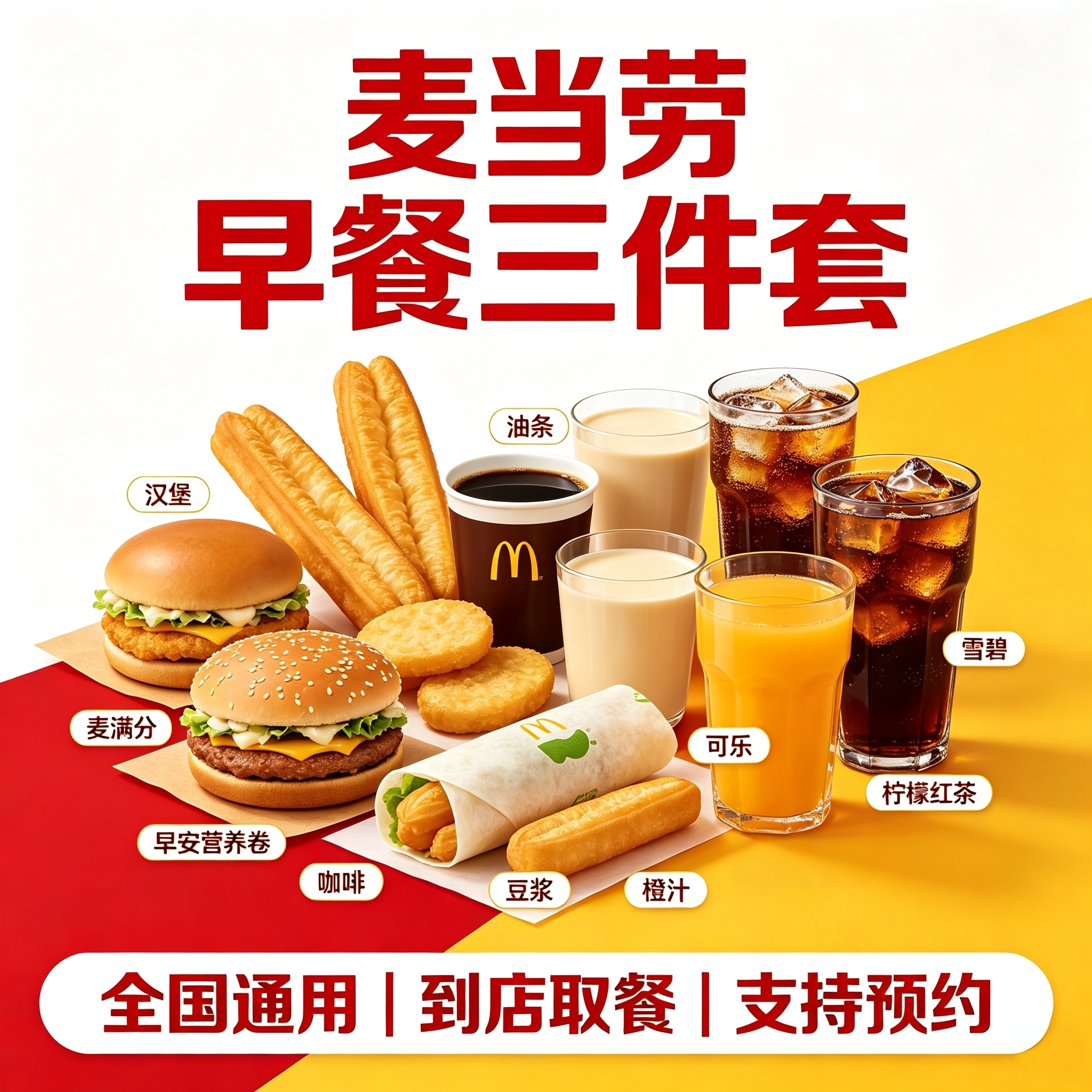 麦当劳早餐三件套优惠券全国通用代金券/提货券