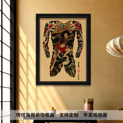 日式老传统壁画日料餐厅海报日本浮世绘人物装饰画刺青纹身店挂画