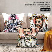 美式 饰沙发抱枕靠枕酒吧咖啡厅纹身店汽车方靠背 复古油头理发店装
