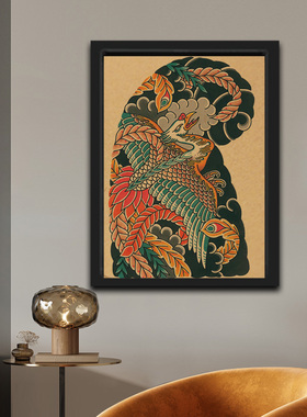 日式纹身传统装饰画挂画框画壁画