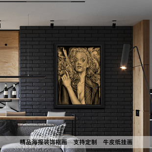 奇卡诺纹身美女复古牛皮纸怀旧海报挂画酒吧刺青店装饰画框画包邮