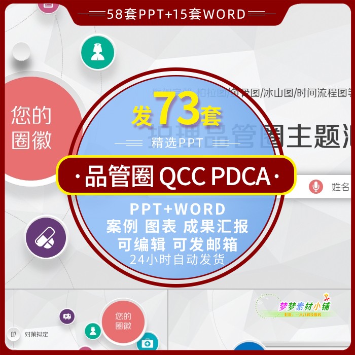 医院品管圈ppt模板护理护士医生PDCA循环案例QC成果汇报动态word