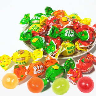 进口水果糖果夹心硬糖4种水果味混装俄罗斯风味休闲儿童零食喜糖