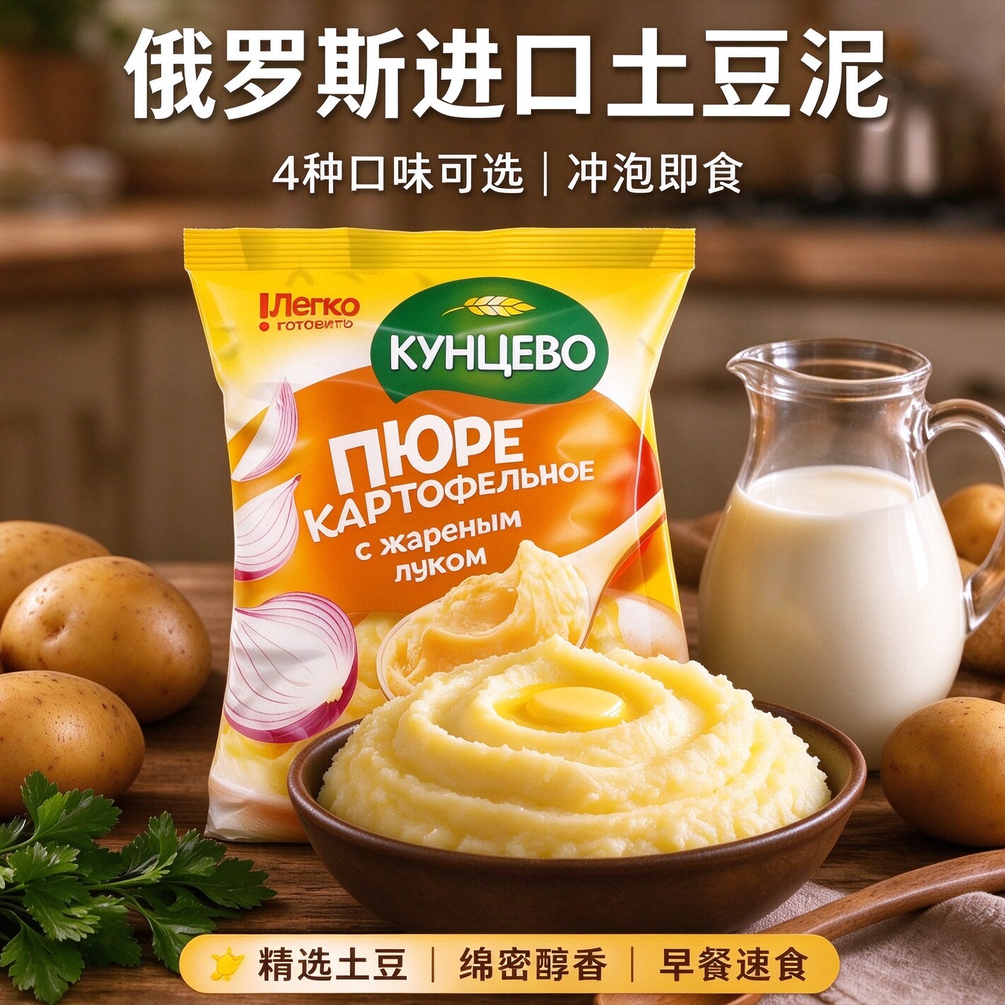 俄罗斯进口土豆泥粉快餐速溶代餐速食宿舍早餐汤即食品西餐昆采沃