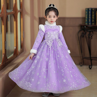 花童婚礼服小女孩冬季加绒儿童生日女童高端主持人钢琴演奏公主裙