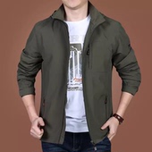 大码 外套冲锋衣休闲宽松夹克上衣青中老年男装 多袋衣服 薄款 春秋季