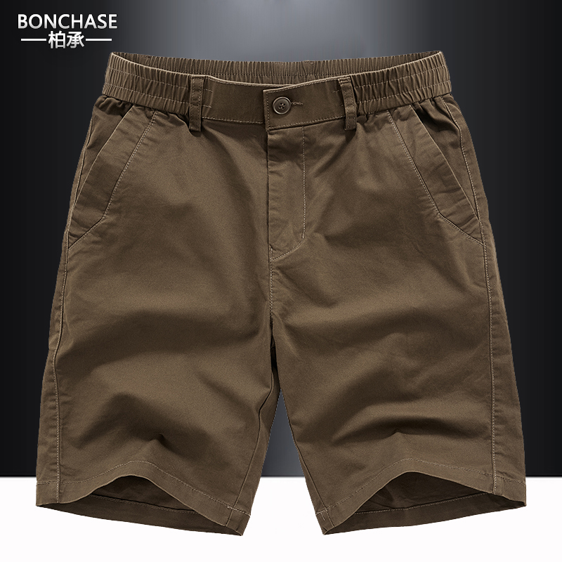 纯棉短裤男中年宽松大码多袋夏季薄款弹力舒适简约休闲工装五分裤