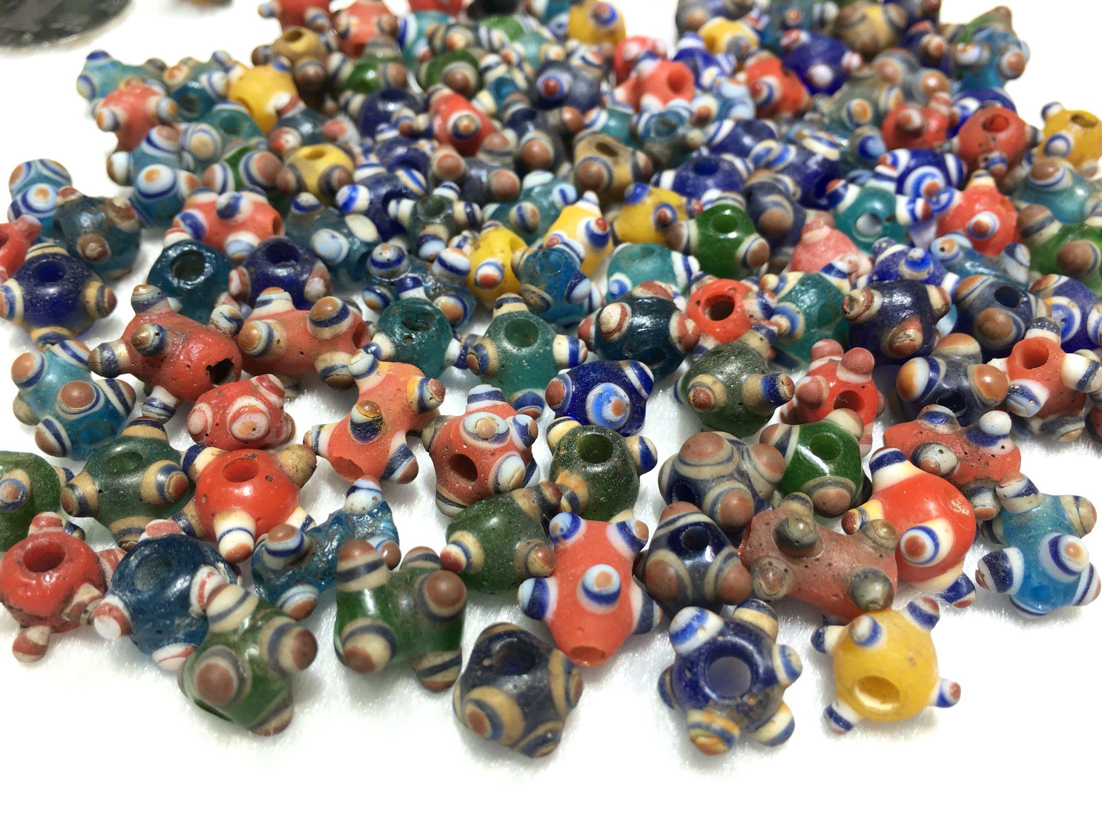 西亚古法老琉璃珠子七彩琉璃小米珠蜻蜓眼琉璃珠diy锁骨手串配件