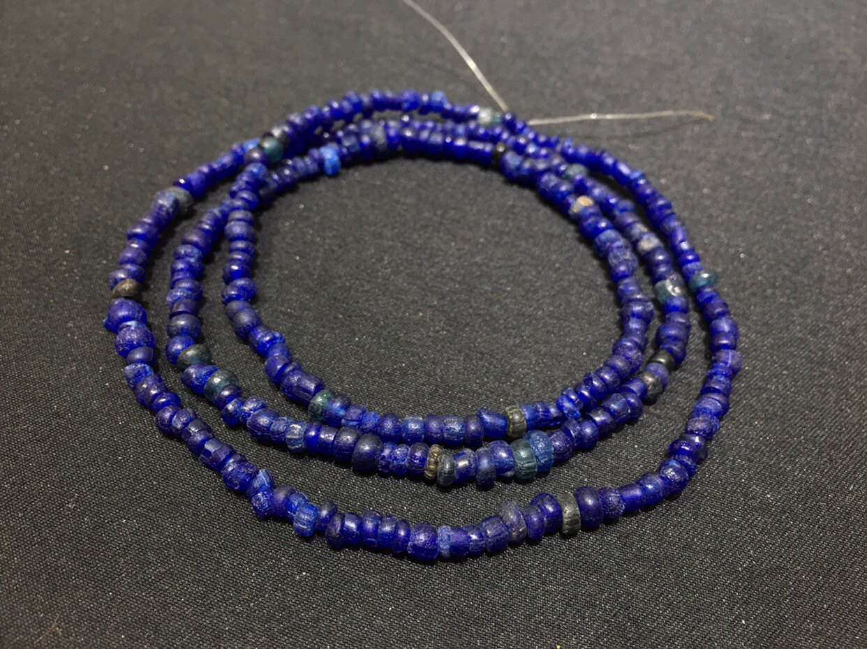 汉代合浦老琉璃珠西亚贸易珠宝石蓝琉璃米珠合浦琉璃diy锁骨配饰
