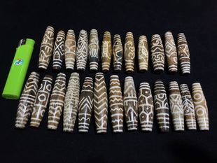 缅甸邦提克木珠 二代木化石天珠长款 邦提克九眼天珠吊坠项链配饰