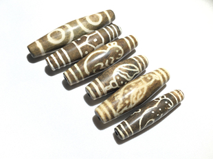 缅甸邦提克木化石天珠邦提克树化玉蛋白石天珠吊坠项链diy配饰